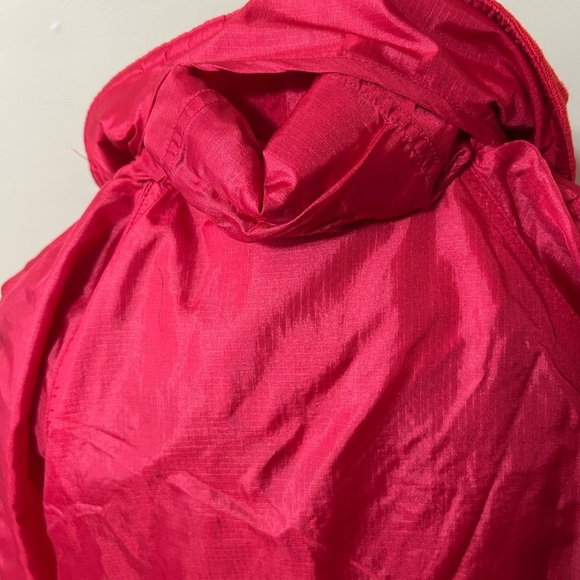 Eddie Bauer Mens Vintage Red Nylon Windbreaker Zip Up L Vented Packable Hood - Picture 4 of 8